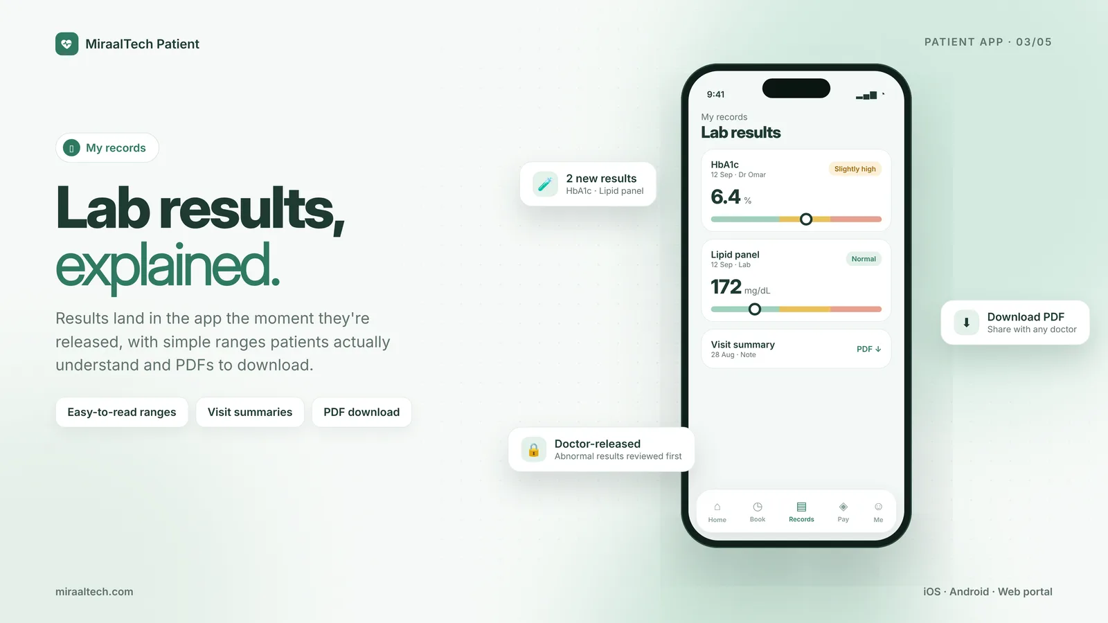 Patient app lab results