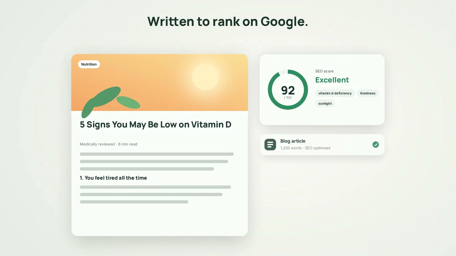 A clinic health article drafted to rank on Google