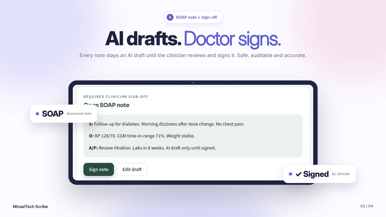 Scribe SOAP note ready for clinician review